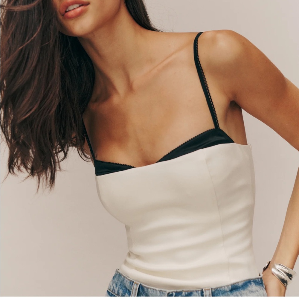 Reformation Melanie top with silk bra detail